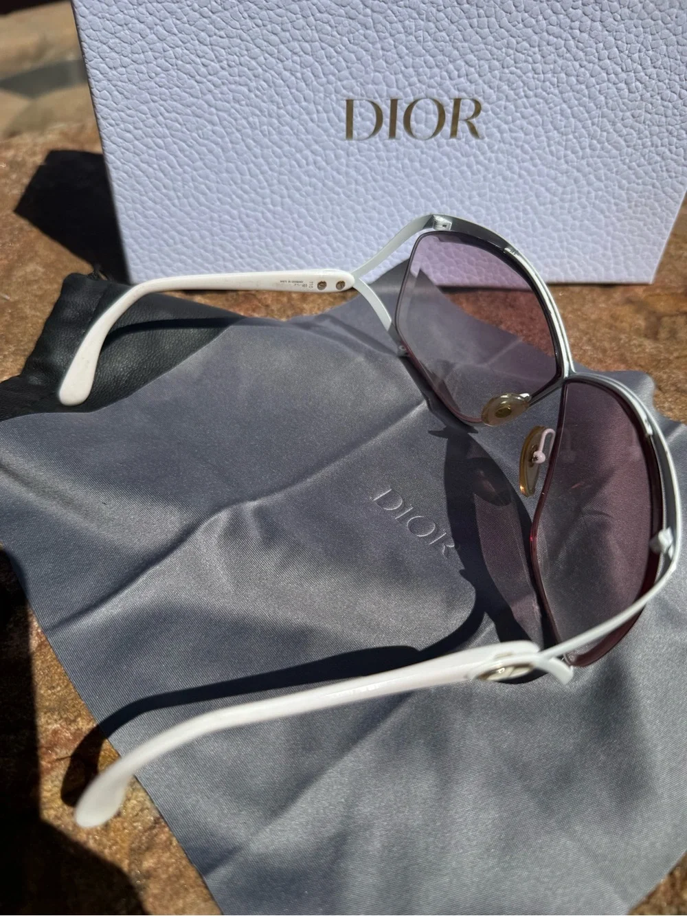 Vintage Dior oversized White Frame reader Sunglasses with Pink Gradient Lenses